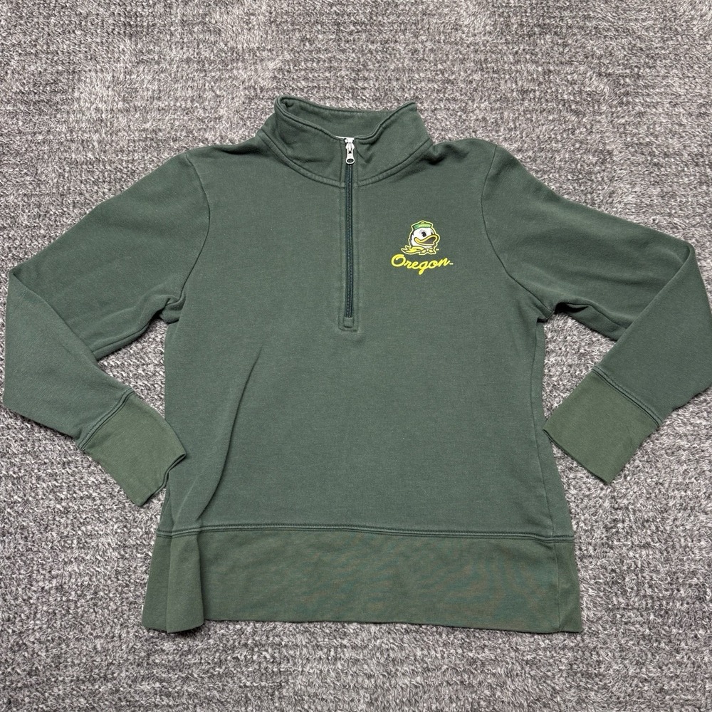 Oregon Ducks Pullover‎ Jacket 1/4 Zip Womens L 12/14 Long Sleeve Knights Apparel